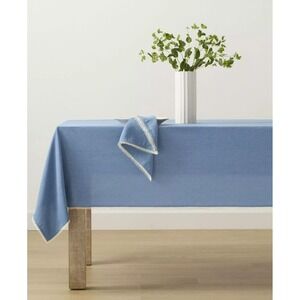 LENOX FRENCH PERLE PERIWINKLE BLUE POLYESTER OBLONG TABLECLOTH 60" x 84" NEW